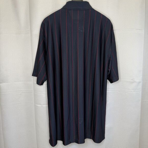 Vtg Yves Saint Laurent YSL 100% Silk Navy Red Stripe Polo Shirt Mens Approx. XXL - Picture 7 of 16